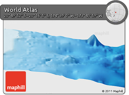 Shaded Relief Panoramic Map of the Area around 20° 32' 59" S, 174° 10' 30" W