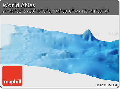 Shaded Relief Panoramic Map of the Area around 20° 32' 59" S, 174° 10' 30" W