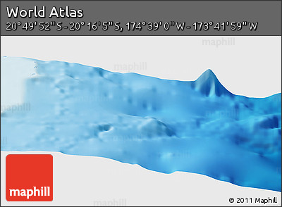 Shaded Relief Panoramic Map of the Area around 20° 32' 59" S, 174° 10' 30" W