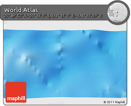 Physical 3D Map of the Area around 20° 32' 59" S, 177° 43' 29" E