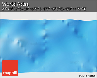Physical 3D Map of the Area around 20° 32' 59" S, 177° 43' 29" E