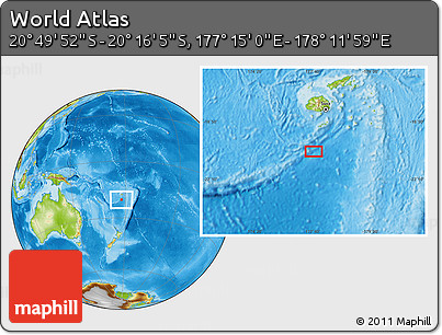 Physical Location Map of the Area around 20° 32' 59" S, 177° 43' 29" E