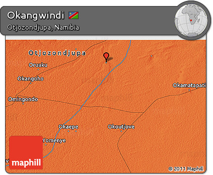 Political 3D Map of Okangwindi