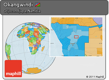 Political Location Map of Okangwindi