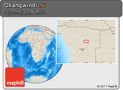 Shaded Relief Location Map of Okangwindi