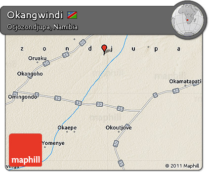 Shaded Relief Map of Okangwindi