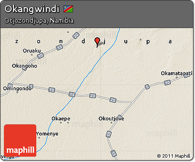 Shaded Relief Map of Okangwindi