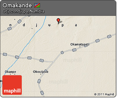 Shaded Relief Map of Omakande