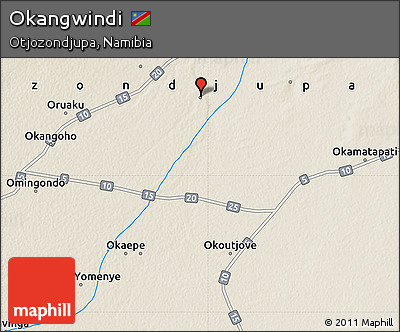 Shaded Relief Map of Okangwindi