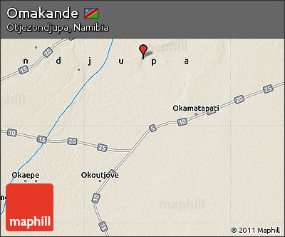 Shaded Relief Map of Omakande