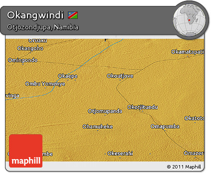 Physical Panoramic Map of Okangwindi