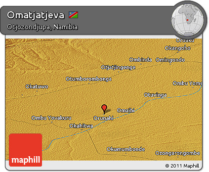 Physical Panoramic Map of Omatjatjeva