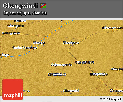 Physical Panoramic Map of Okangwindi