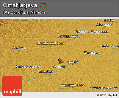 Physical Panoramic Map of Omatjatjeva