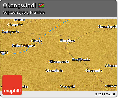 Physical Panoramic Map of Okangwindi