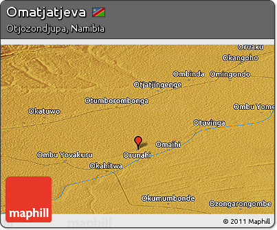 Physical Panoramic Map of Omatjatjeva