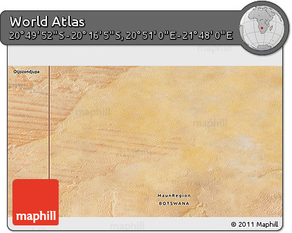 Satellite 3D Map of the Area around 20° 32' 59" S, 21° 19' 30" E