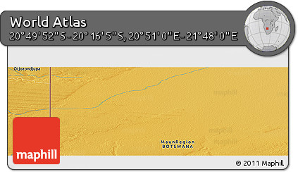 Physical Panoramic Map of the Area around 20° 32' 59" S, 21° 19' 30" E