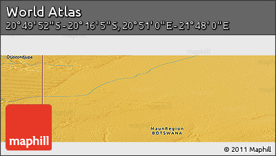 Physical Panoramic Map of the Area around 20° 32' 59" S, 21° 19' 30" E