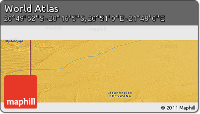 Physical Panoramic Map of the Area around 20° 32' 59" S, 21° 19' 30" E