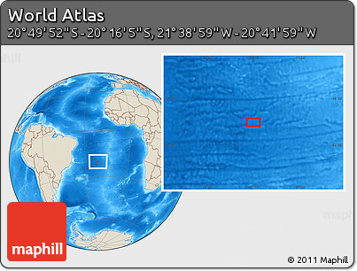 Shaded Relief Location Map of the Area around 20° 32' 59" S, 21° 10' 29" W