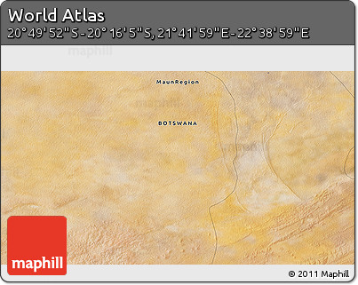 Satellite 3D Map of the Area around 20° 32' 59" S, 22° 10' 29" E