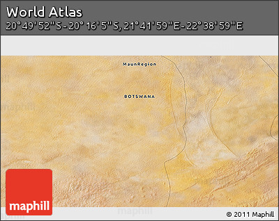 Satellite 3D Map of the Area around 20° 32' 59" S, 22° 10' 29" E