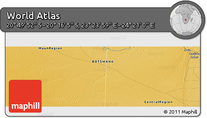 Physical Panoramic Map of the Area around 20° 32' 59" S, 23° 52' 30" E