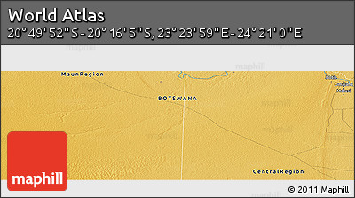 Physical Panoramic Map of the Area around 20° 32' 59" S, 23° 52' 30" E