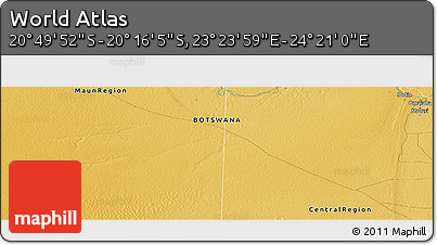 Physical Panoramic Map of the Area around 20° 32' 59" S, 23° 52' 30" E