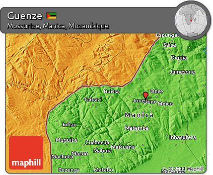 Political 3D Map of Guenze