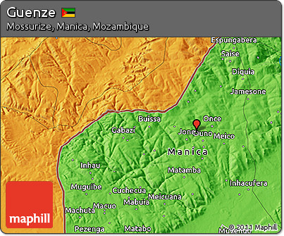 Political 3D Map of Guenze