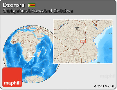Shaded Relief Location Map of Dzorora