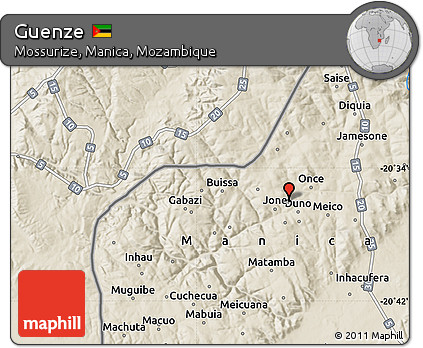 Shaded Relief Map of Guenze