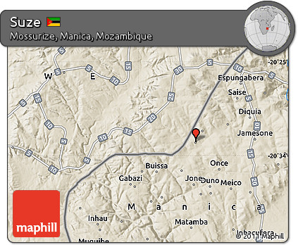 Shaded Relief Map of Suze