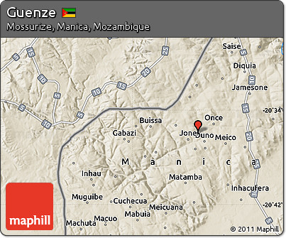 Shaded Relief Map of Guenze
