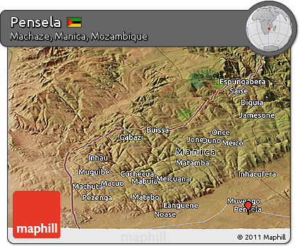 Satellite Panoramic Map of Pensela