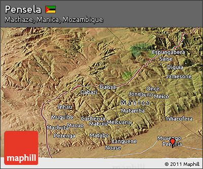 Satellite Panoramic Map of Pensela