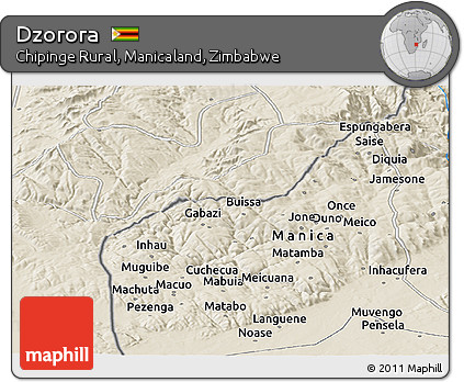Shaded Relief Panoramic Map of Dzorora
