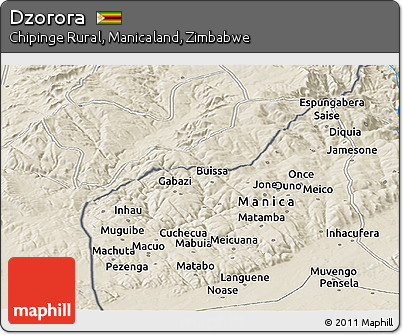 Shaded Relief Panoramic Map of Dzorora