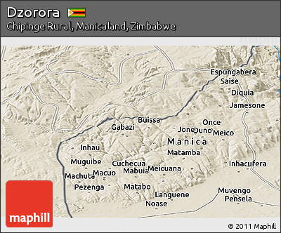 Shaded Relief Panoramic Map of Dzorora