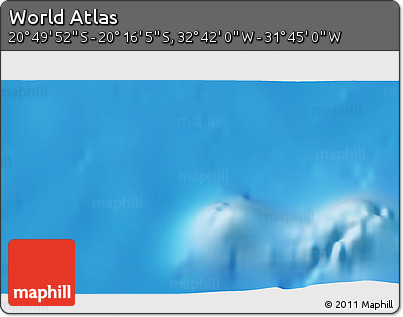 Shaded Relief 3D Map of the Area around 20° 32' 59" S, 32° 13' 30" W