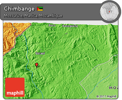 Political 3D Map of Chimbange