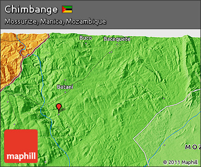 Political 3D Map of Chimbange