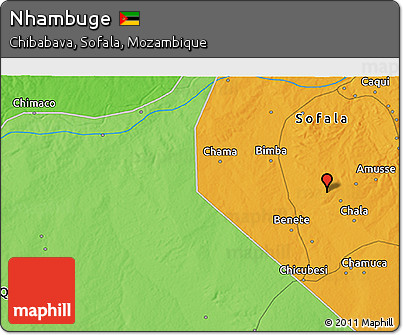 Political 3D Map of Nhambuge