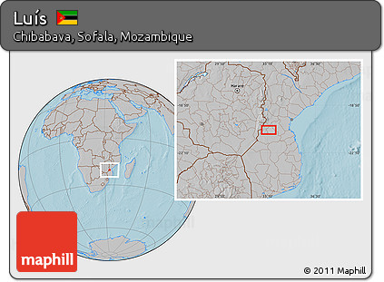 Gray Location Map of Luís, hill shading