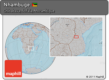 Gray Location Map of Nhambuge, hill shading