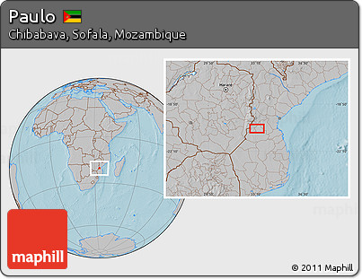 Gray Location Map of Paulo, hill shading