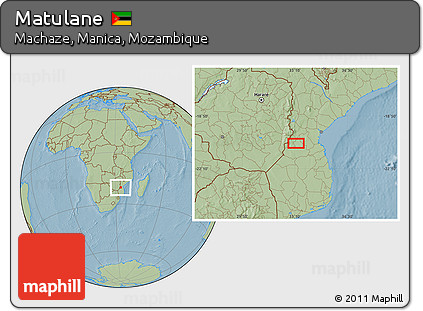 Savanna Style Location Map of Matulane, hill shading