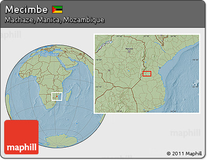 Savanna Style Location Map of Mecimbe, hill shading